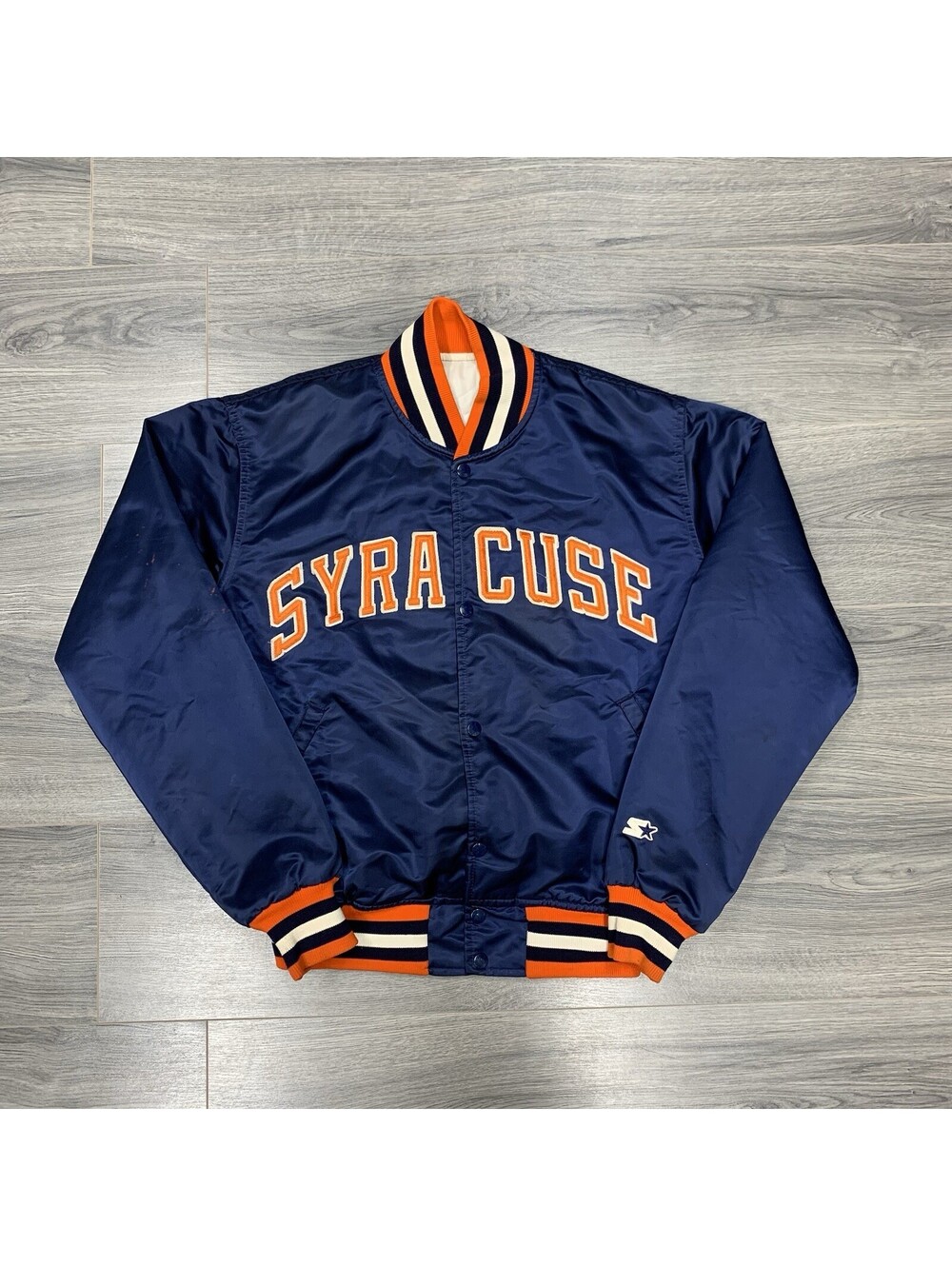 Vintage 1980S Starter Syracuse University Orange Satin Jacket Large Rare Men’s